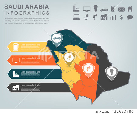 Saudi Arabia map with Infographic elements 32653780