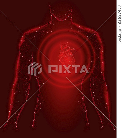Man silhouette healthy heart beats 3d medicine Man silhouette healthy heart beats 3d medicine 32657457
