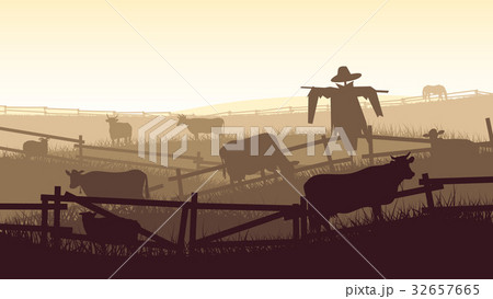 Horizontal illustration of farm pets. 32657665