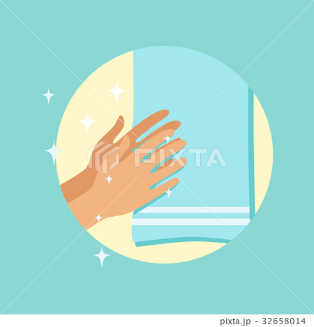 Drying hands with a towel round vector 32658014