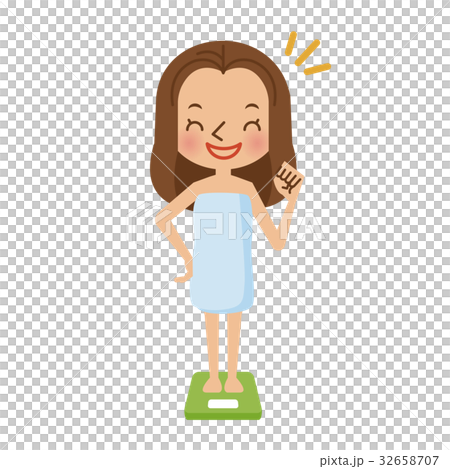 体重計に乗る女性のイラスト素材 体重計に乗る女性のイラスト素材