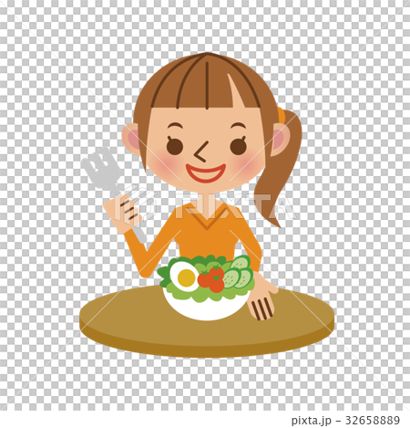 サラダを食べる女性 サラダを食べる女性 32658889