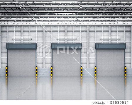 warehouse interior with shutter doors warehouse interior with shutter doors 32659614