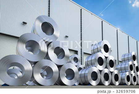 rolls of steel sheet in warehouse rolls of steel sheet in warehouse 32659706