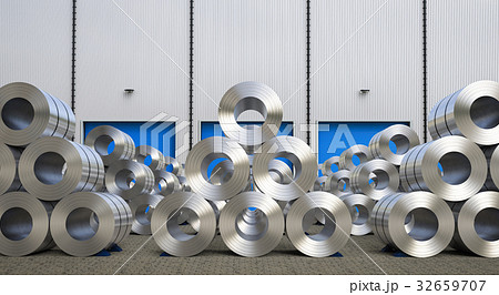 rolls of steel sheet in warehouse rolls of steel sheet in warehouse 32659707