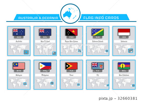 Australia and oceania info cards Australia and oceania info cards 32660381