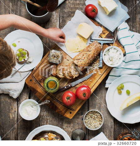 Preparation Snack for Eating on Wooden Table 32660720