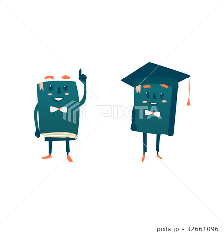 Vector cartoon smiling humanized book set isolated Vector cartoon smiling humanized book set isolated 32661096