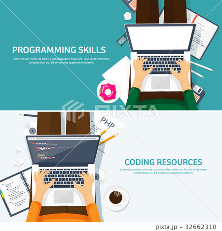 Programming,coding. Flat computing background 32662310
