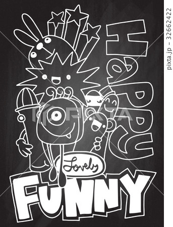Hand drawn Crazy doodle Monster, drawing style 32662422