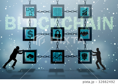 Businessman in blockchain cryptocurrency concept Businessman in blockchain cryptocurrency concept 32662492