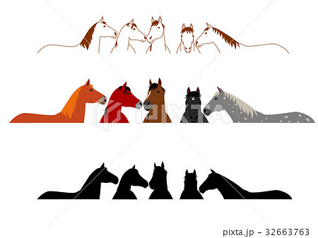 馬のグループ　上半身　セット 32663763