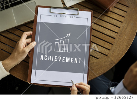 Hands working on notepad network graphic overlay 32665227