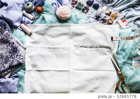 Garment and textile with sewing equipment 32665778