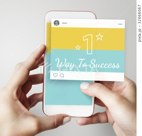 Hands working on digital device network graphic overlay 32666067