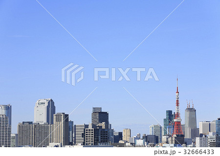 青空と東京タワービル群 32666433