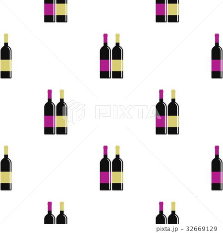 Red and white wine bottles pattern flat 32669129