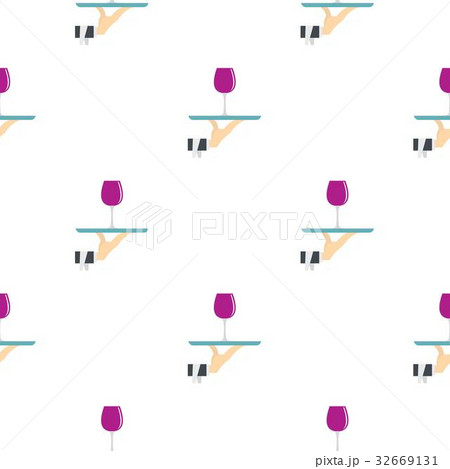 Hand holding tray with a glass of red wine pattern Hand holding tray with a glass of red wine pattern 32669131