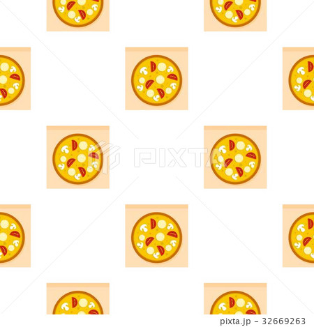 Pizza with sausages pattern 32669263