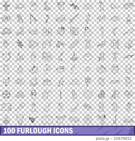 100 furlough icons set, outline style 100 furlough icons set, outline style 32670052