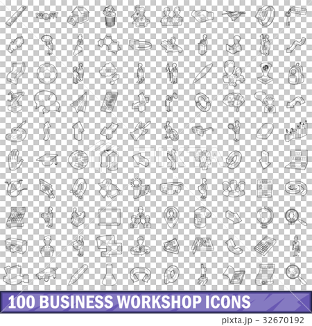 100 business workshop icons set, outline style 32670192