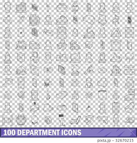 100 department icons set, outline style 100 department icons set, outline style 32670215