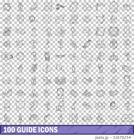 100 guide icons set, outline style 32670254