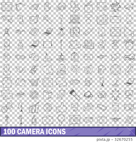 100 camera icons set, outline style 100 camera icons set, outline style 32670255