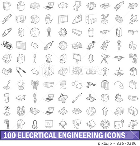 100 electrical engineering icons set outline 100 electrical engineering icons set outline 32670286
