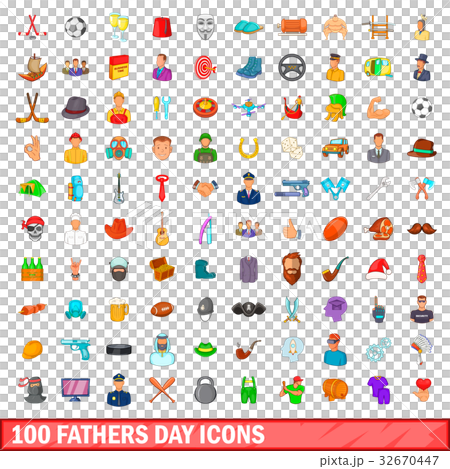 100 fathers day icons set, cartoon style 100 fathers day icons set, cartoon style 32670447