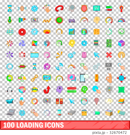 100 loading icons set, cartoon style 100 loading icons set, cartoon style 32670472