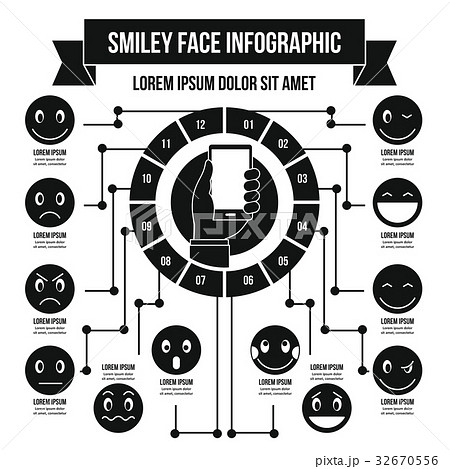 Smile emoticons infographic concept, simple style Smile emoticons infographic concept, simple style 32670556