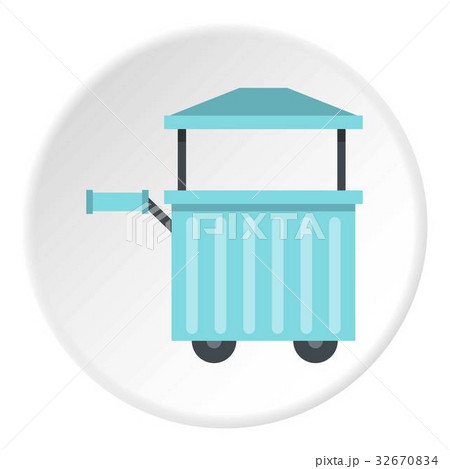 Blue trolley with awning icon circle 32670834