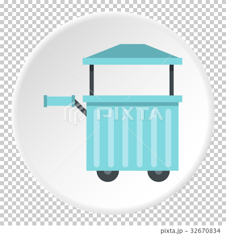 Blue trolley with awning icon circle 32670834