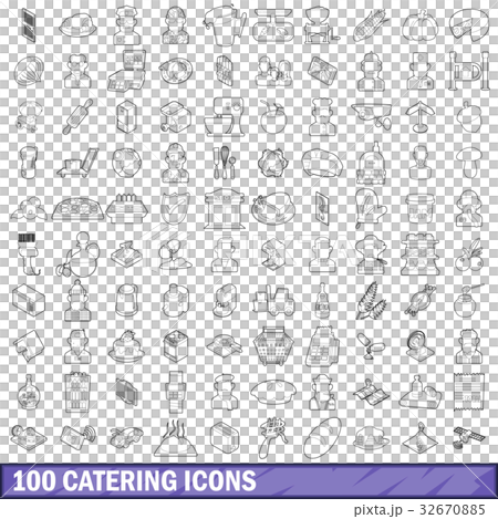 100 catering icons set, outline style 100 catering icons set, outline style 32670885