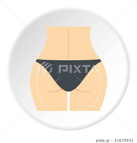 Woman buttocks marked on hips icon circle 32670932