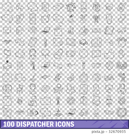100 dispatcher icons set, outline style 100 dispatcher icons set, outline style 32670935