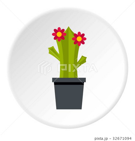 Cactus with flower icon circle 32671094