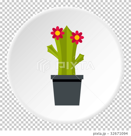 Cactus with flower icon circle 32671094