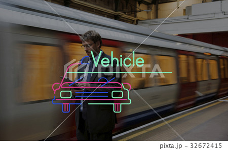 City Life Rush Hour with Car Icon and Word 32672415