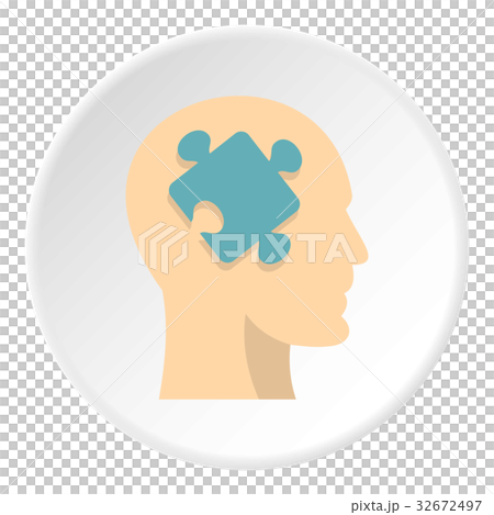 Head silhouette with jigsaw puzzle icon circle - Stock Illustration ...