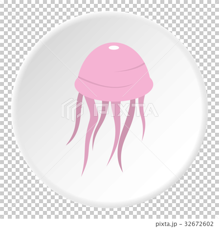 Pink jellyfish icon circle 32672602