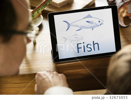 Illustration of nautical aquatic animal fish Illustration of nautical aquatic animal fish 32673055