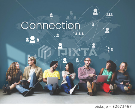 People connected global communication technology People connected global communication technology 32673467