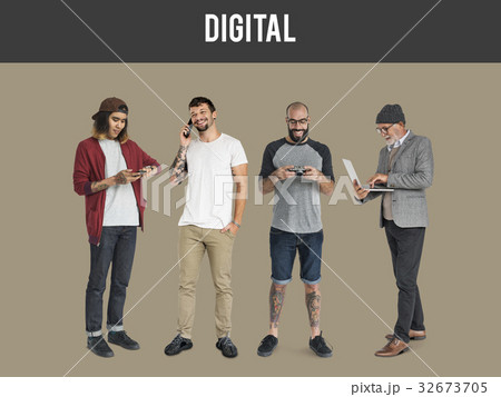 Group of people with digital devices communication technology Group of people with digital devices communication technology 32673705