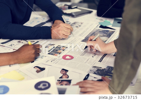 Startup Business People Working Checking Newspaper Information 32673715