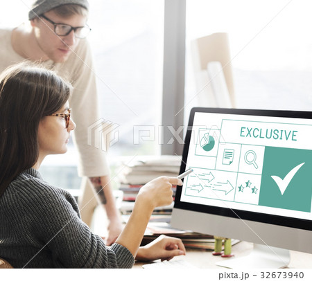 People with illustration of quality product warranty assurance People with illustration of quality product warranty assurance 32673940