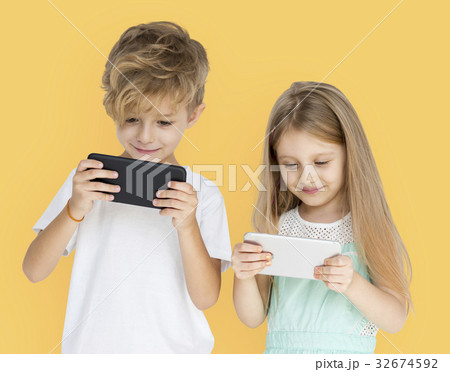 Friends Using Smartphone Technology Digital 32674592