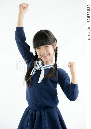 Happy little Asian child smiling and dancing 32675680