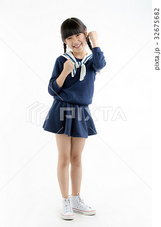 Happy little Asian child smiling and dancing 32675682